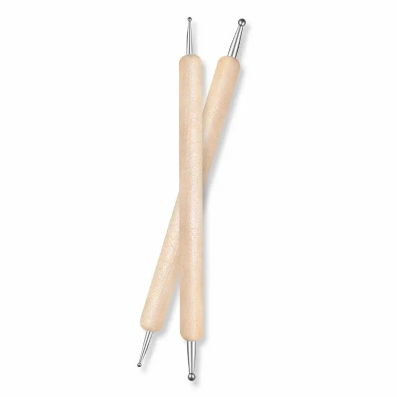 Dual-End Wooden Dotting Pen Marbleizing Tool Set for Nail Design Manicure Painting Kit 5pcs