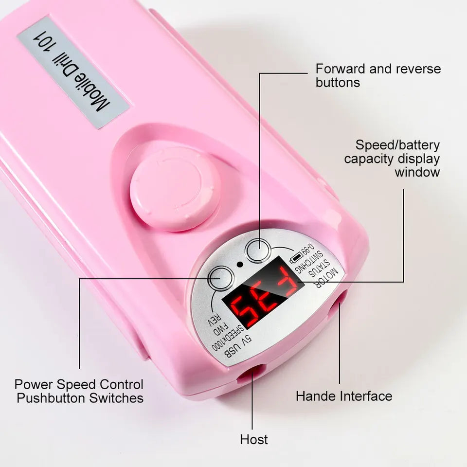 35000rpm Nail Drill Machine Professional Lathe Nail Milling Cutter Rechargeable Nail Art Electric Sander Motor Polisher