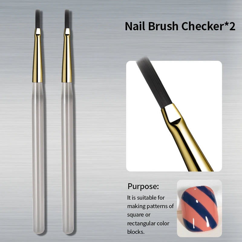 RSNAIL Nail Art Brush Checker Nail Drawing Painting Line Brush Nail Art Tool Acrylic Painting Brushes DIY Design Manicure Tools