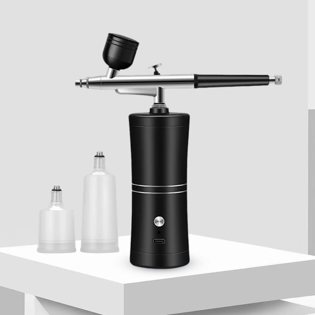 Portable Nail Art Airbrush Kit with High Pressure Nanobelt Compressor and Oxygen Injector Specialized Tools for Craft Painting