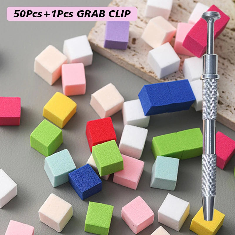 100/50Pcs Square Nail Art Sponge Set Gradient Nail Brushes Gel Polish DIY Design Nail Sponge Grab Pen Manicure Supplies Tools