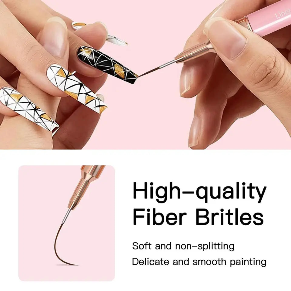5/10pcs Pink/Black Nail Art Liner/Painting Brushes Ultra-thin Line Drawing Tool 4/8/12/20/25mm Professional Nail Liners Pen Tool