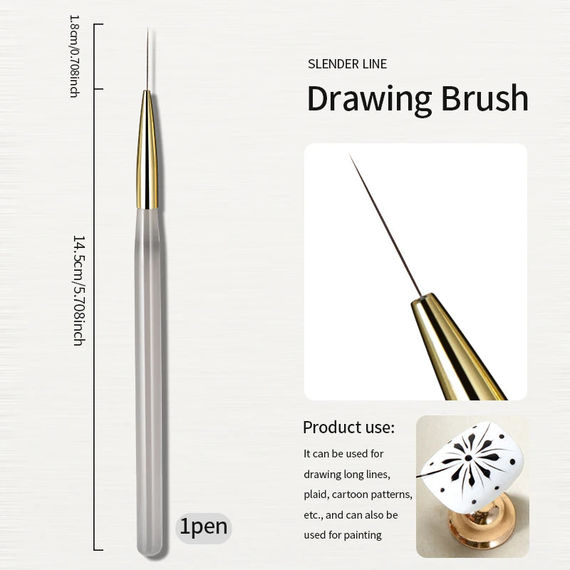 RSNAIL Nail Art Brush Checker Nail Drawing Painting Line Brush Nail Art Tool Acrylic Painting Brushes DIY Design Manicure Tools