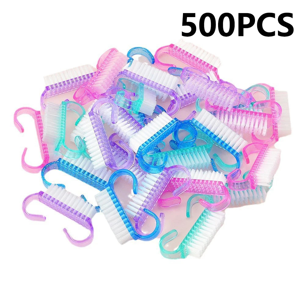 10/1Pcs Plastic Nail Brushes Mix Color Nail Hand Scrubbing Cleaning Brush Dust Cleaner Nail Art Manicure Soft Remover Tools