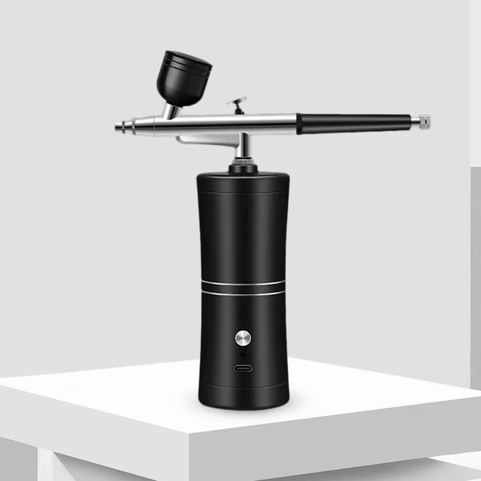 Portable Nail Art Airbrush Kit with High Pressure Nanobelt Compressor and Oxygen Injector Specialized Tools for Craft Painting