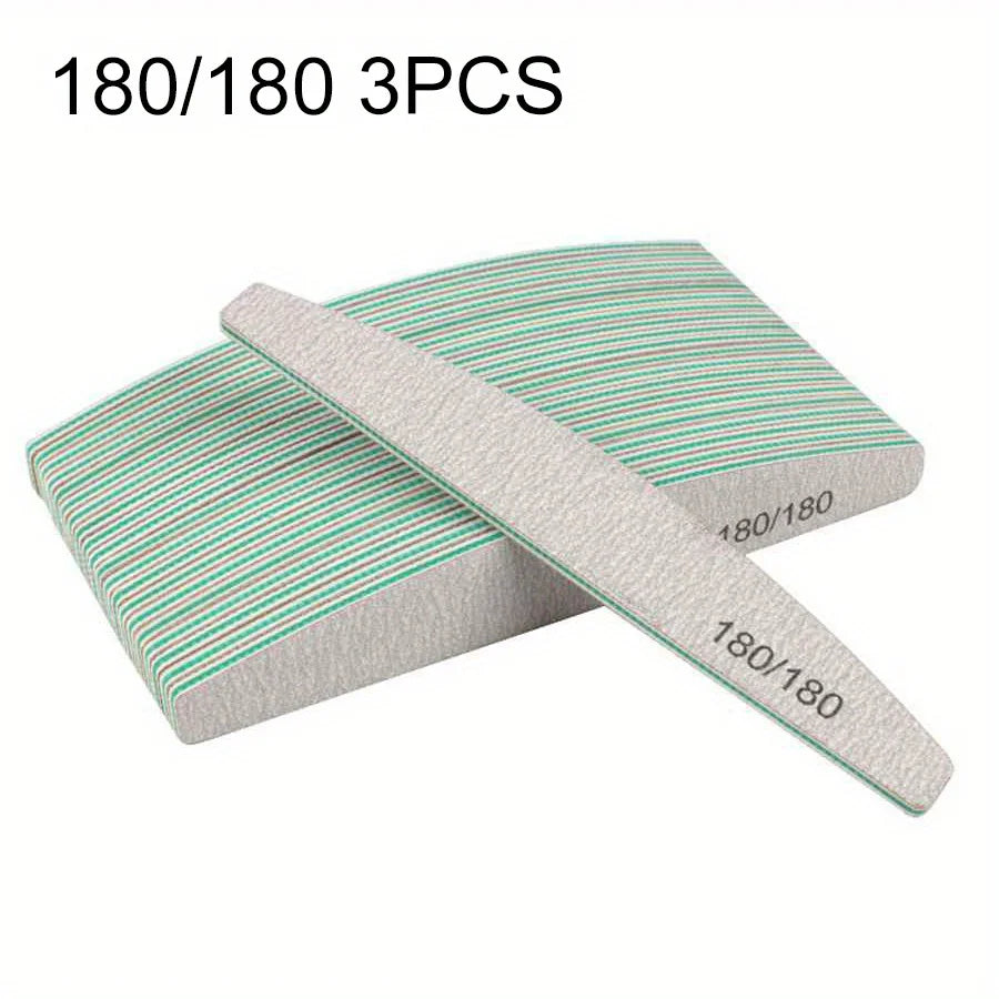 1/3/5/10Pcs Professional Nail File 80/100/150/180/240 Sandpaper Strong Thick Sanding Half Moon Lime nail accessories and Tools