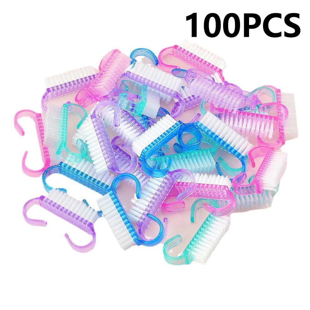 10/1Pcs Plastic Nail Brushes Mix Color Nail Hand Scrubbing Cleaning Brush Dust Cleaner Nail Art Manicure Soft Remover Tools
