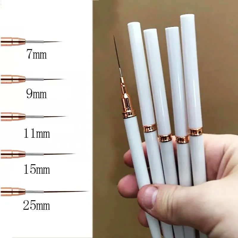 5/10pcs Pink/Black Nail Art Liner/Painting Brushes Ultra-thin Line Drawing Tool 4/8/12/20/25mm Professional Nail Liners Pen Tool