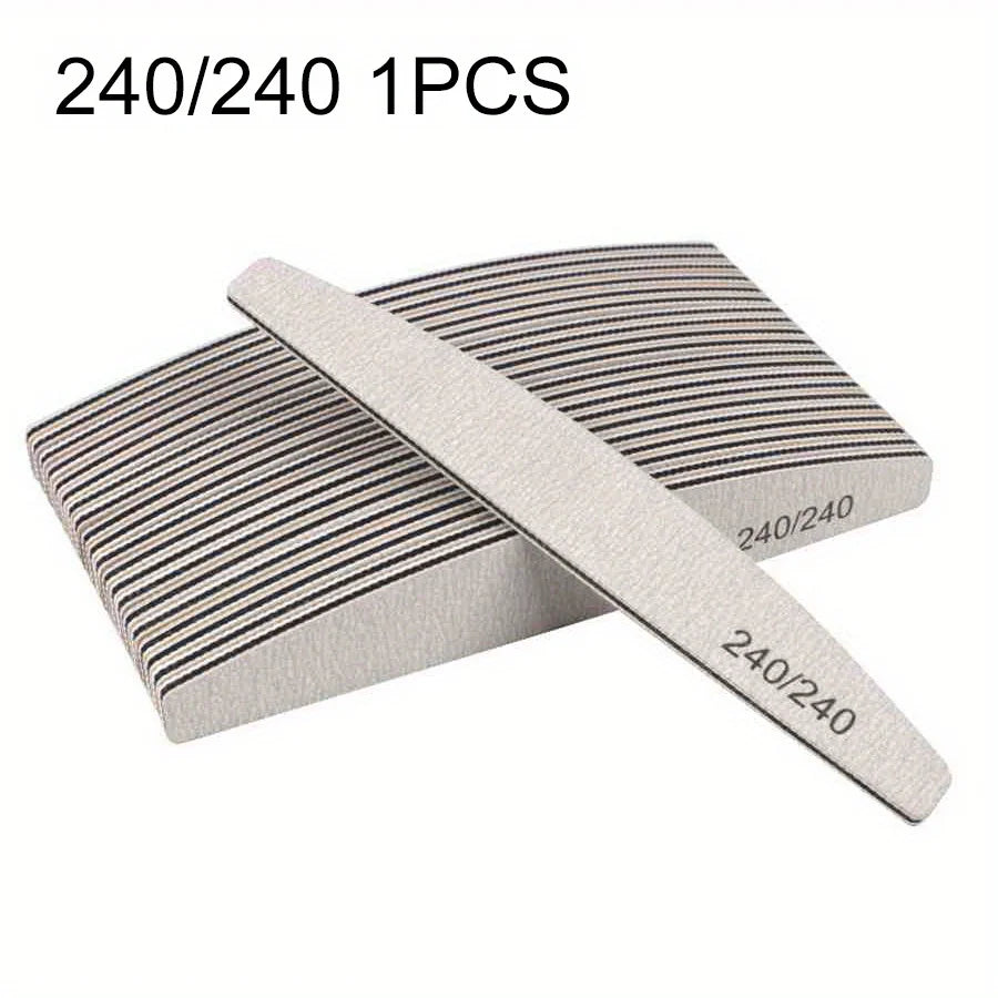 1/3/5/10Pcs Professional Nail File 80/100/150/180/240 Sandpaper Strong Thick Sanding Half Moon Lime nail accessories and Tools